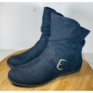 Rampage Women's Pull-on Booties with Flat Heel Black Boots Size 7M